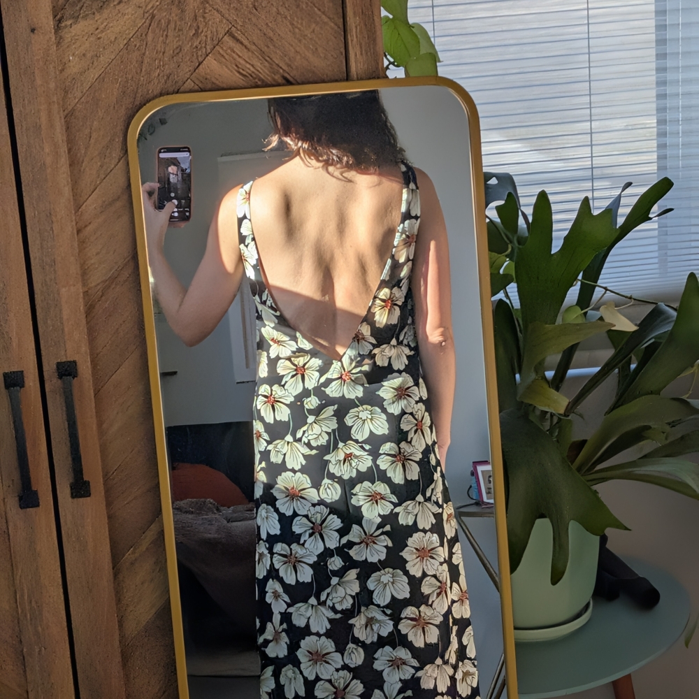 Reformation Black and Cream Floral Midi Dress - Picture 4 of 6